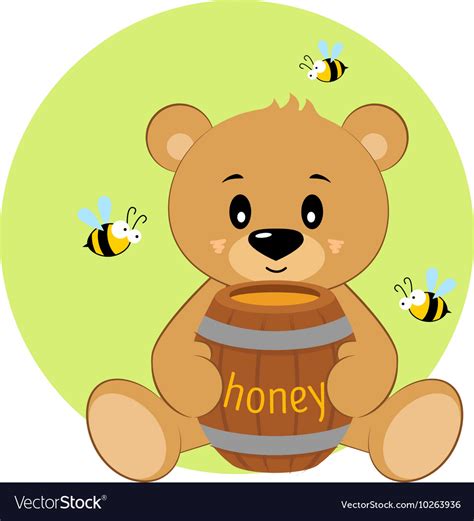 Sitting cartoon bear and honey Royalty Free Vector Image