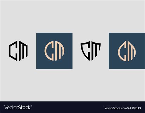 Creative Simple Initial Letters Cm Logo Designs Vector Image