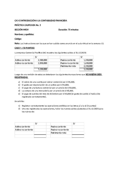 S13 CA142 PC2 2024 1 MX34 CA142 INTRODUCCIÓN A LA CONTABILIDAD