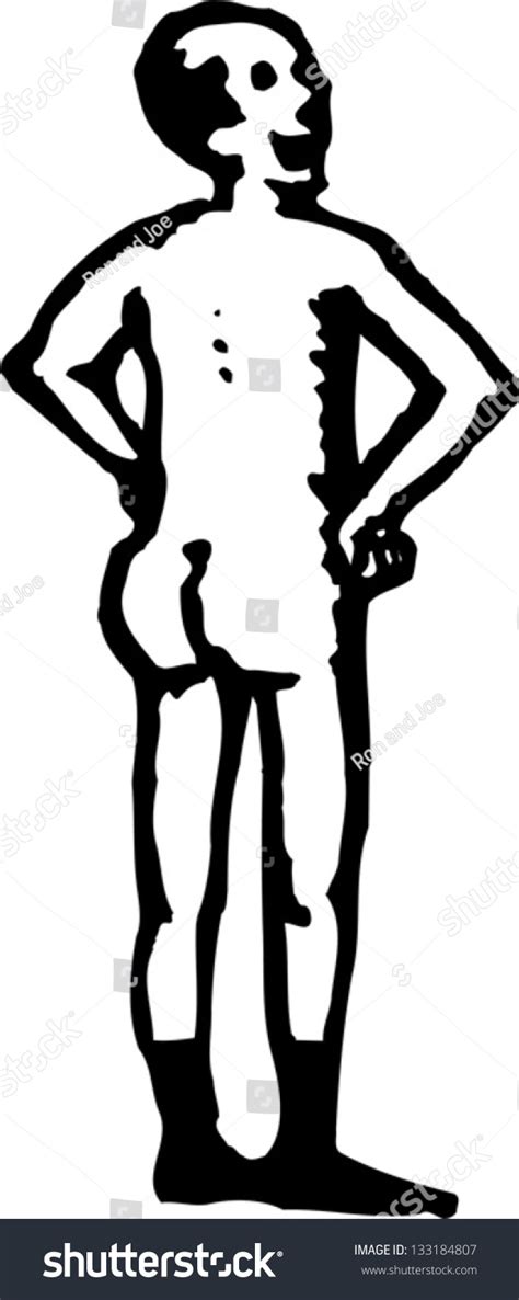 Black White Vector Illustration Naked Man 스톡 벡터 로열티 프리 133184807