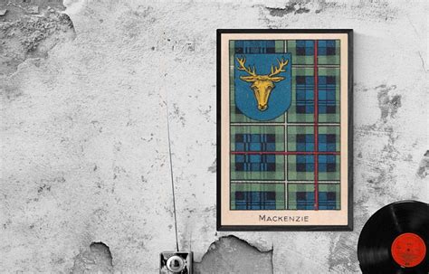 Mackenzie Clan Tartan And Coat Of Arms Vintage Poster Digital Etsy