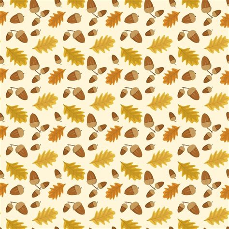 Premium Vector Seamless Autumn Pattern With Acorn And Leaves On