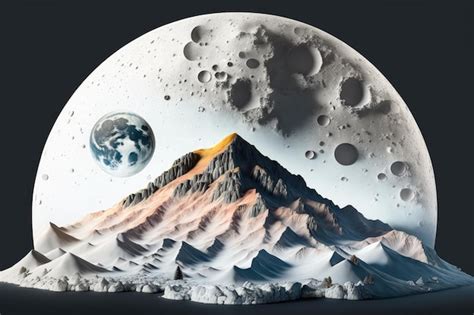 Pano De Fundo Branco Uma Lua Nele Crateras Lunares E Montanhas Uma