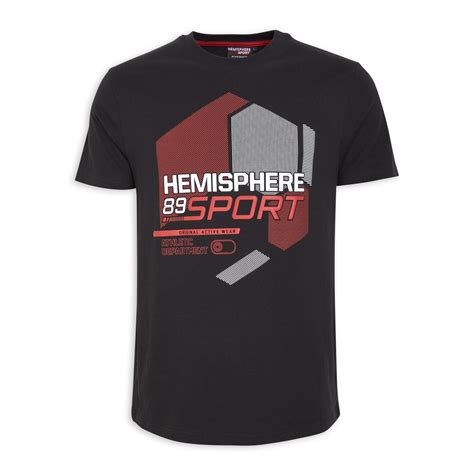 Black Branded T Shirt Hemisphere Sport