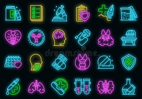 Endocrinoloog Pictogrammen Vectorneon Instellen Vector Illustratie