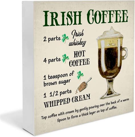 5x5 Inch Coffee Decor Irish Coffee Decor St Patricks Day Decor Irish Coffee Wooden Sign Home