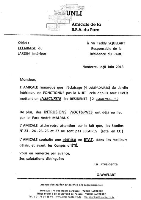 Courrier à Hauts de Seine Habitat concernant léclairage du jardin de