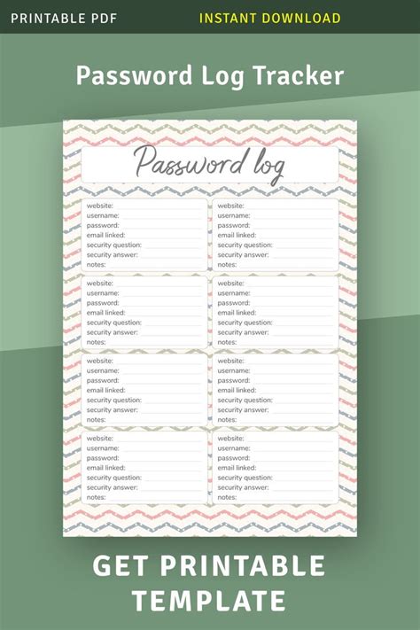 Password Log Tracker Password List Printable Template Etsy Template Printable Printable