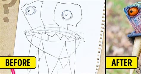 A Dad Recreates His Kids’ Drawings in Photoshop, and It’s Created a ...