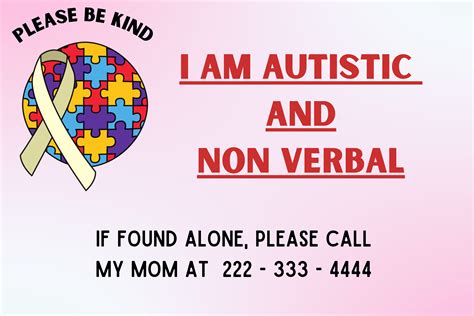 Autism Id Card Autism Name Tag Autism Emergency Id Autism Safety Tag