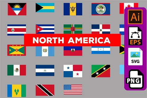 North America Flag Collection Flag PNG Graphic By Rainbow Graphics