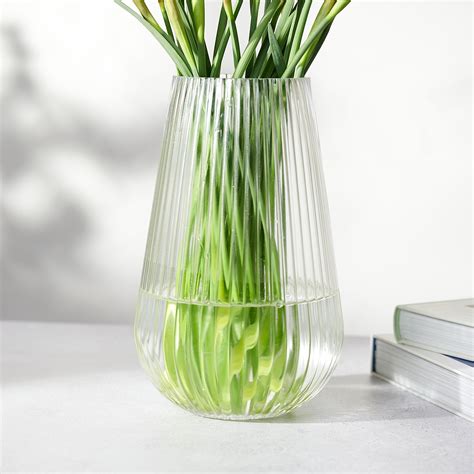 vase ribbed flora tall glass vase  day flower delivery uk