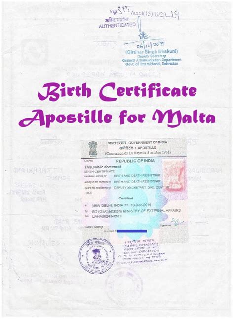 Birth Certificate Apostille Malta Attestation Malta Embassy