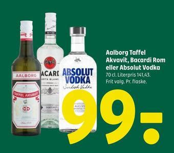 Aalborg Taffel Akvavit Bacardi Rom Eller Absolut Vodka Tilbud Hos Coop