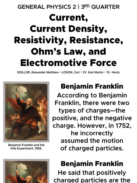 Current, Current Density, Resistivity, Resistance, Ohm's Law, and ...