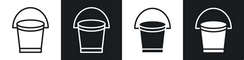 Bucket Icon Set In Black And White Filld And Outlined Style 47319997