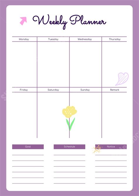 Purple Cartoon Weekly Schedule Word Template And Google Docs For Free ...