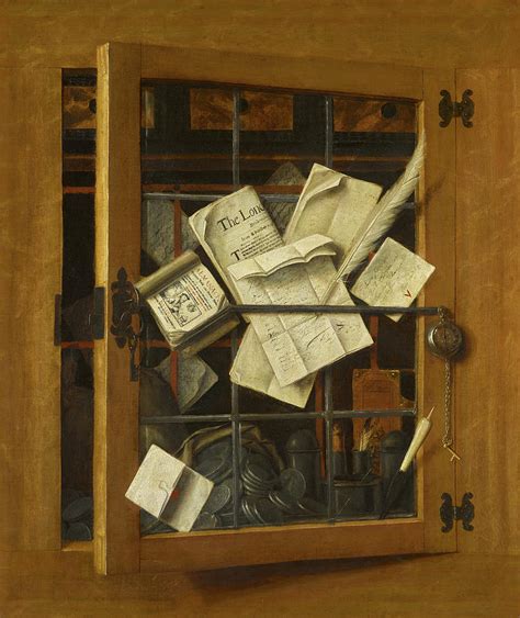 Trompe Loeil With An Open Cabinet Painting By Cornelis Norbertus