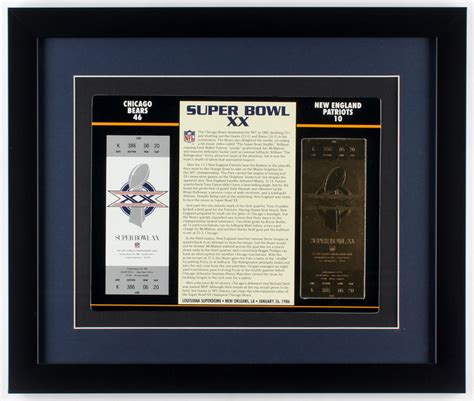 Commemorative Super Bowl Xx X Custom Framed Score Card Display With