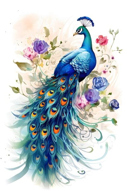 Premium Ai Image Watercolor Peacock Wedding Invitations With Floral