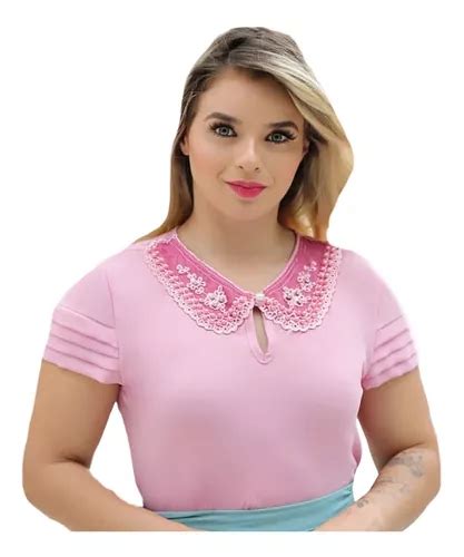 Blusa Feminina Manga Curta Social Moda Evangélica Ref 256 Escorrega O