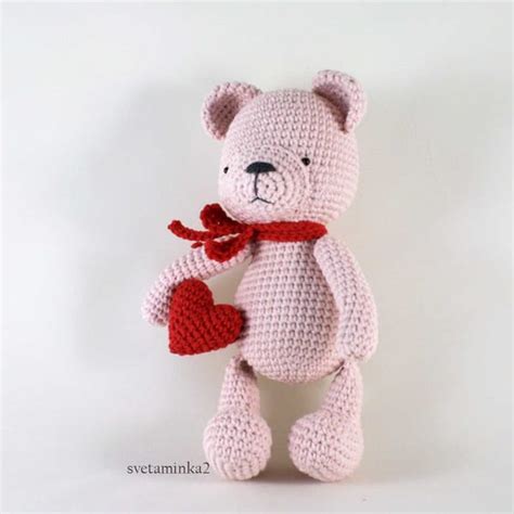 Bear Crochet Pattern Teddy Bear Valentine With Crochet Heart Inspire