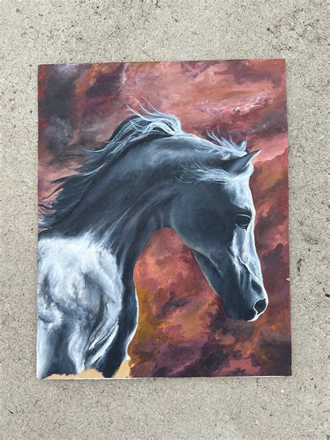 Horse Painting, Black Horse Painting, Horse Memorial Painting, Wild ...