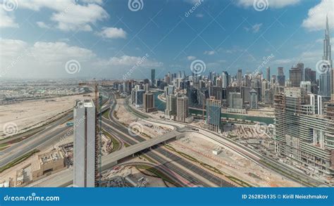 Panorama Showing Skyline of Dubai with Business Bay and Downtown ...