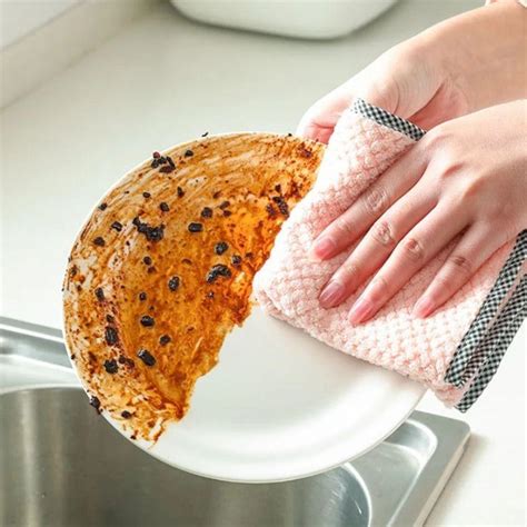 5pcs Non Stick Oil Table Cleaning Cloth Random Colors Microfiber Towel Rag Dish Towel Cloth Home