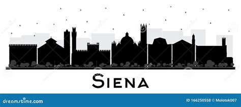 Siena Tuscany Italy City Skyline Silhouette With Black Buildings