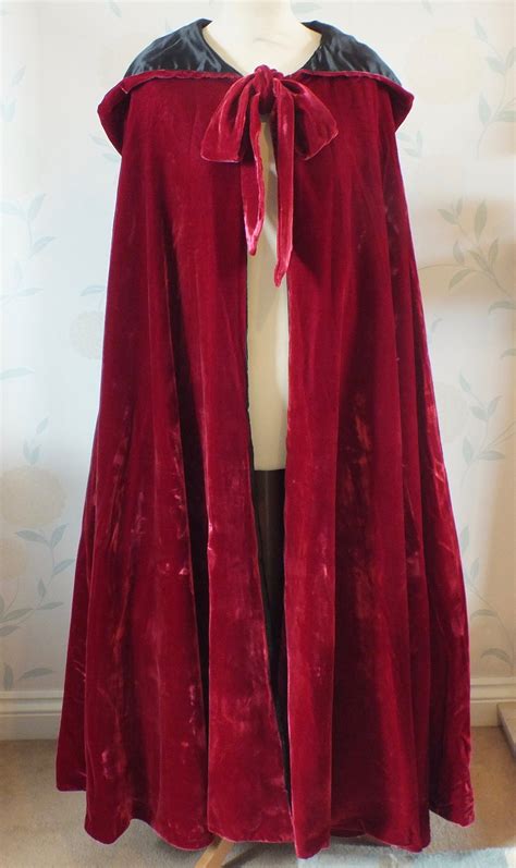 Harrods Vintage Ladies Hooded Cloak In Crimson Silk Etsy