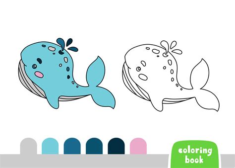 Cute Whale Coloring Book For Kids Page For Books Magazines Doodle