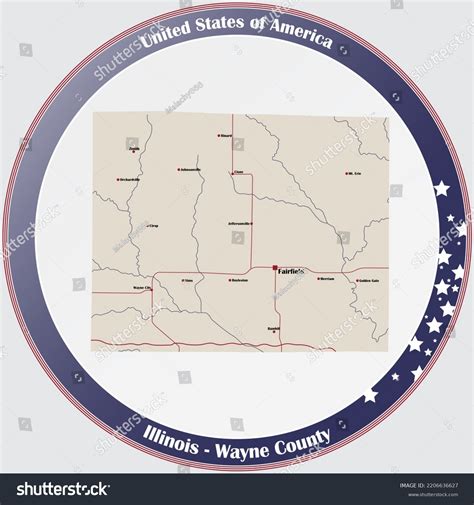 Large Detailed Map Wayne County Illinois Stock Vector (Royalty Free ...