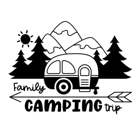 Camping Phrase De Lettrage De Motivation Dessinée à La Main Dans Un