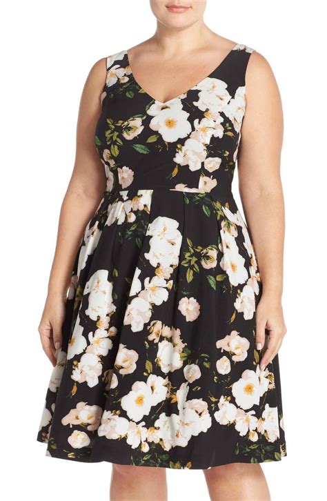 City Chic Floral Print Fit And Flare Dress Plus Size Nordstrom