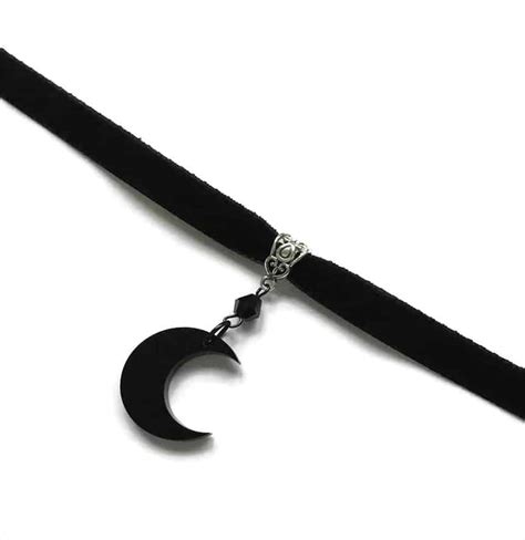 Black Crescent Moon Choker Pendant