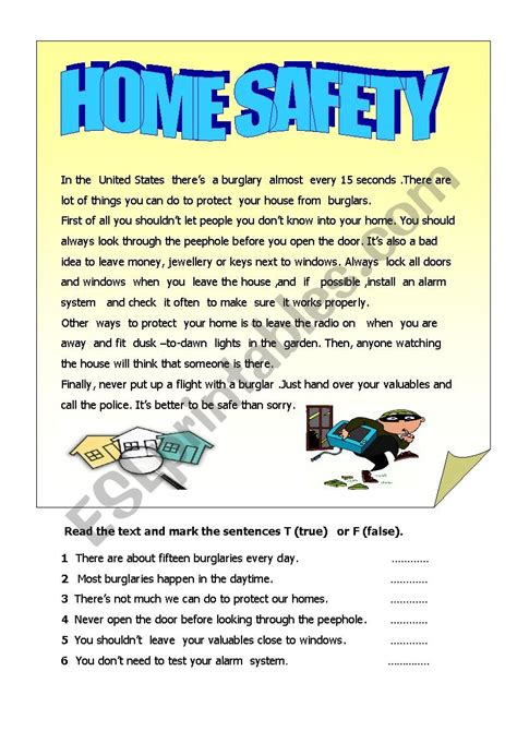 Home Safety Esl Worksheet By Yagmurcan