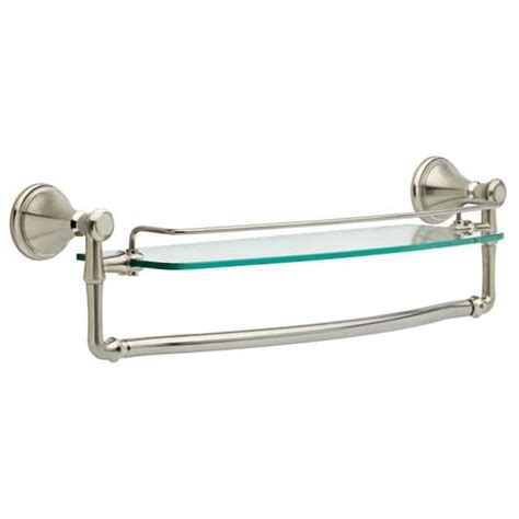 Delta Cassidy 18 In Glass Shelf With Towel Bar In Stainless Steel 79710 Ss The Home Depot