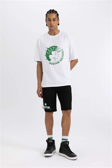 Black MAN DeFactoFit NBA Boston Celtics Oversize Fit Short Leg Heavy