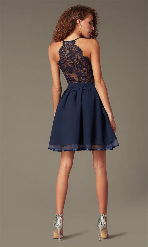 Short Chiffon Homecoming Dress With Lace Racerback Firmung Kleider