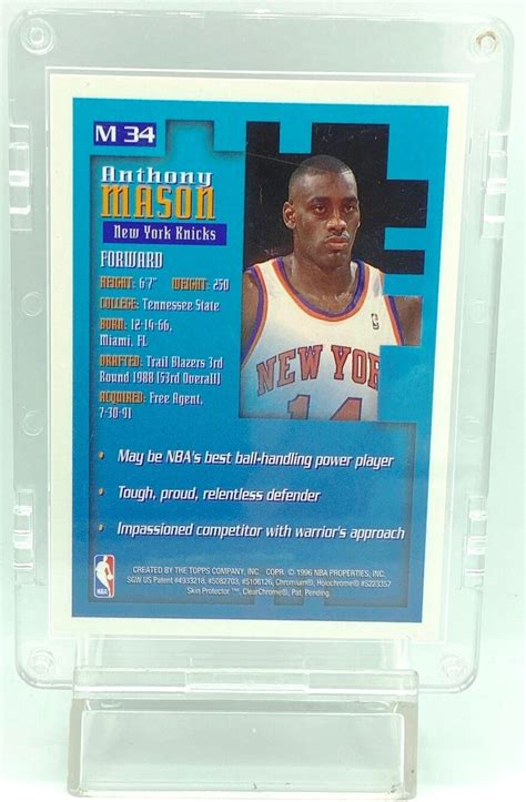 Vintage 1996 Topps Finest Bronze ClearChrome Anthony Mason Insert Card