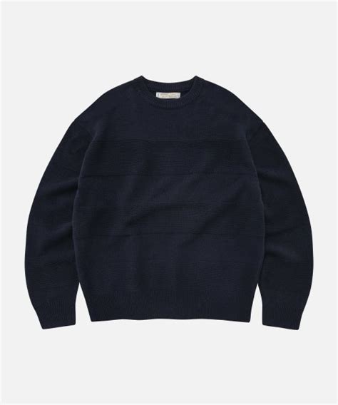 Musinsa Frizmworks Solid Block Stripe Knit Navy