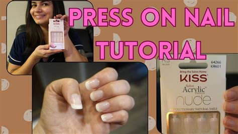 Press On Nail Tutorial Kiss Acrylic French Manicure Natural Youtube