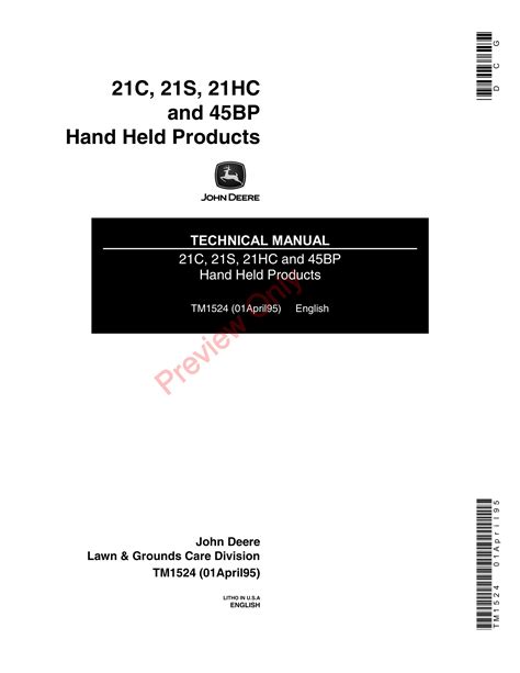 John Deere 21c 21s 21hc And 45bp Hand Held Products Technical Manual Tm1524 01apr95