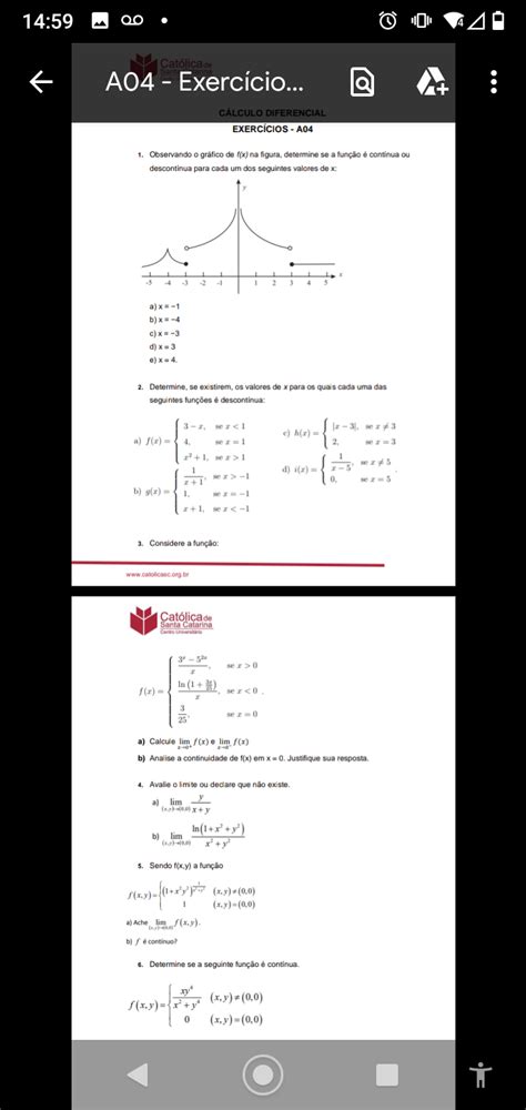 Olhando O Gráfico De Fx Determine Se A Função é Contínua Ou