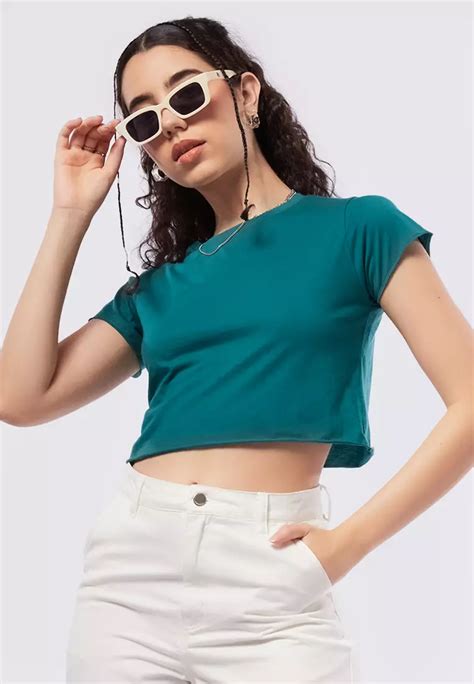 Jual Colorbox Short Sleeve Boxy Crop Top Original Zalora Indonesia