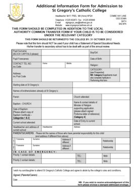 Fillable Online Bathnes Gov Additional Information Form For Admission