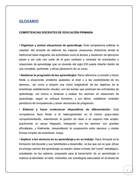 Glosario De Competencias Docentes Pdf