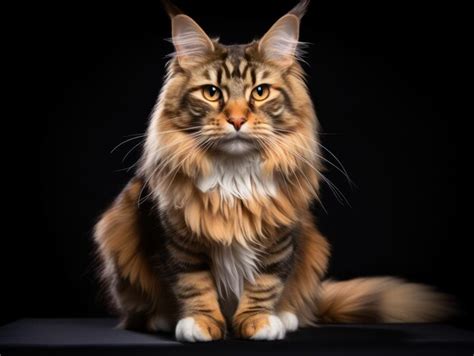 Maine Coon Cat Studio Shot Isolado Em Fundo Claro Foto Premium