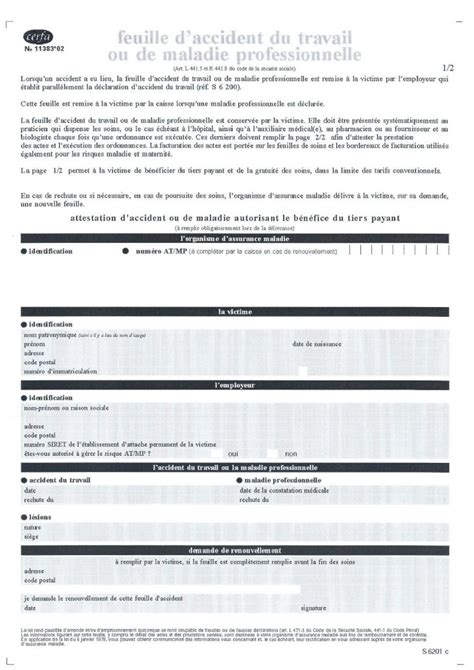 Pdf Feuille Accident Du Travail La Feuille D Accident Du Travail Ou